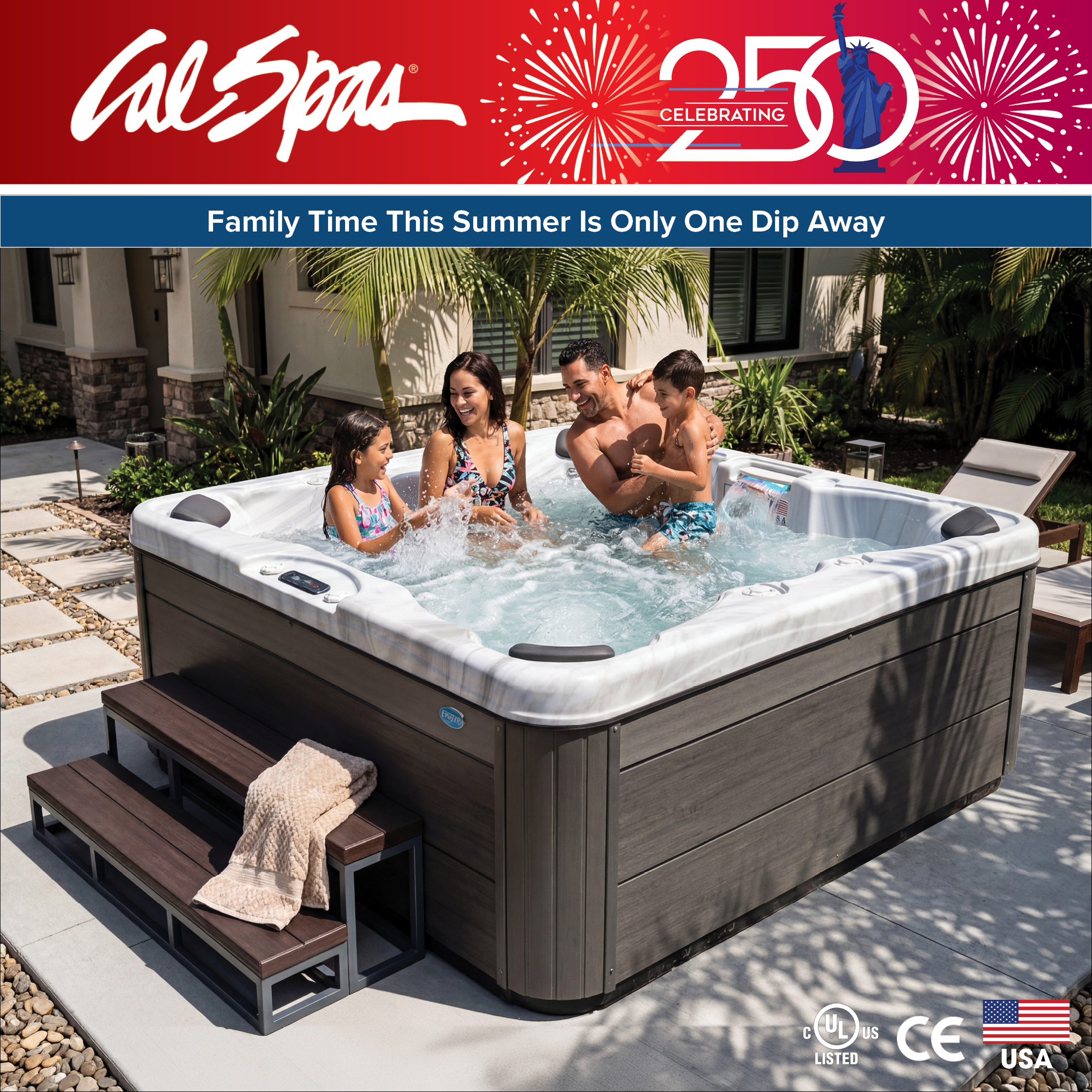Calspas hot tub being used in a family setting - Corpus Christi